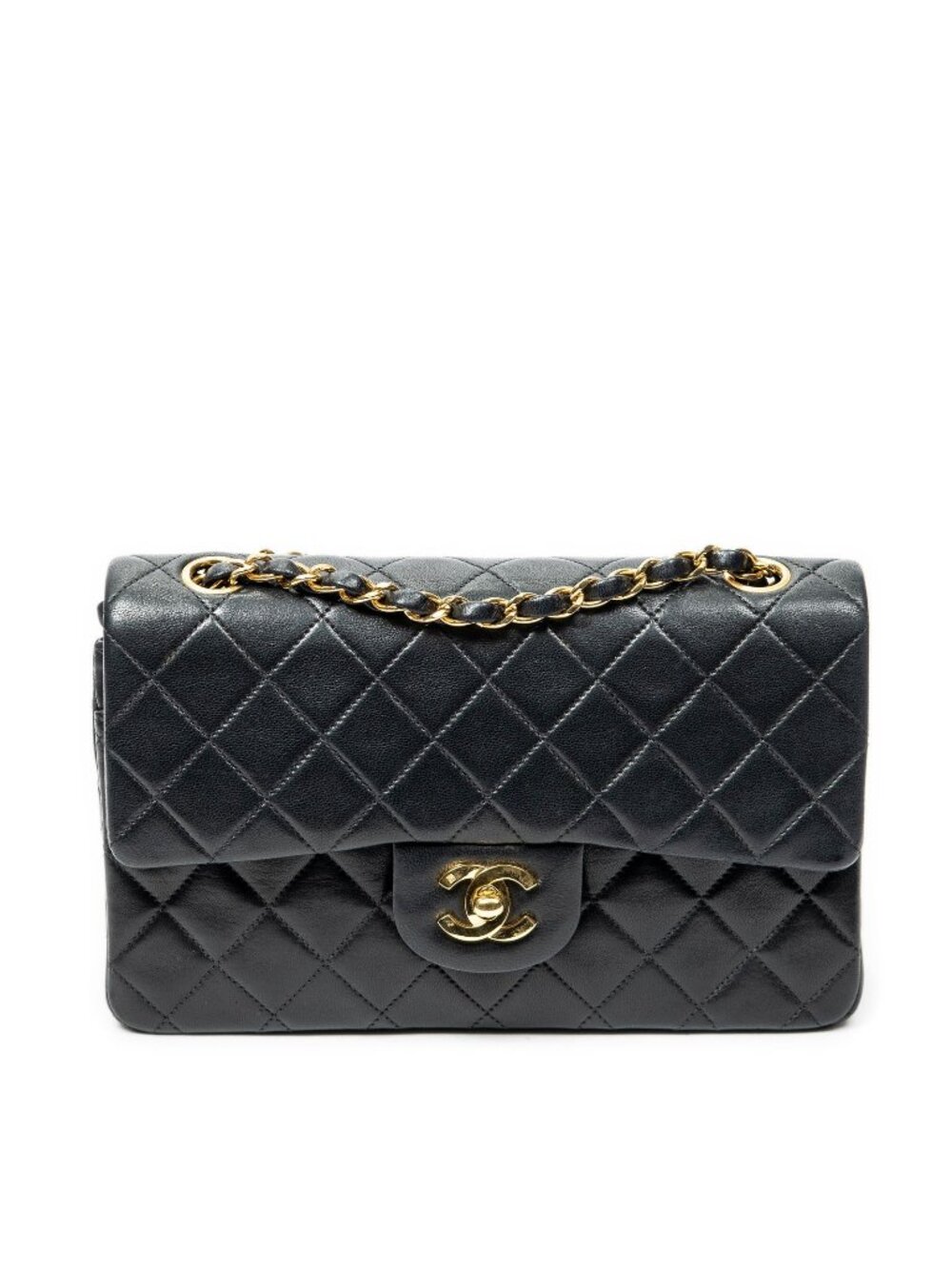 Chanel Quilted Double Flap Black Lambskin Leather
